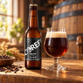 Bière brune Coreff et verre tulipe