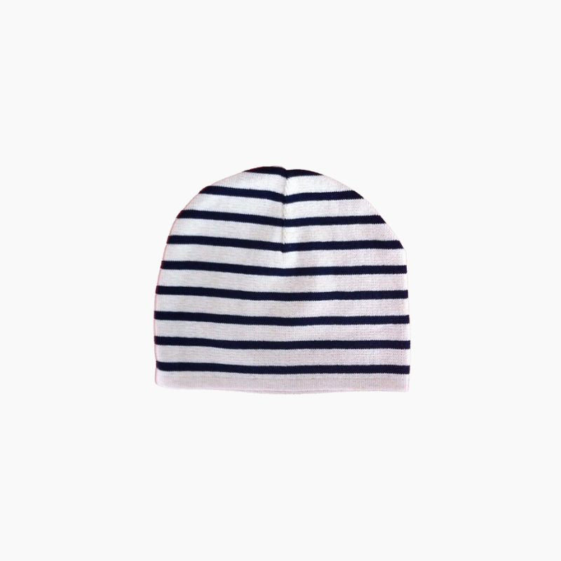 Bonnet Breton Marinière Blanc Ecru Rayé Marine