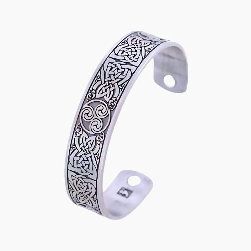 Bracelet Breton Acier Triskel Antique