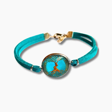 Bracelet Breton Mixte Arbre de Vie Infini Bleu