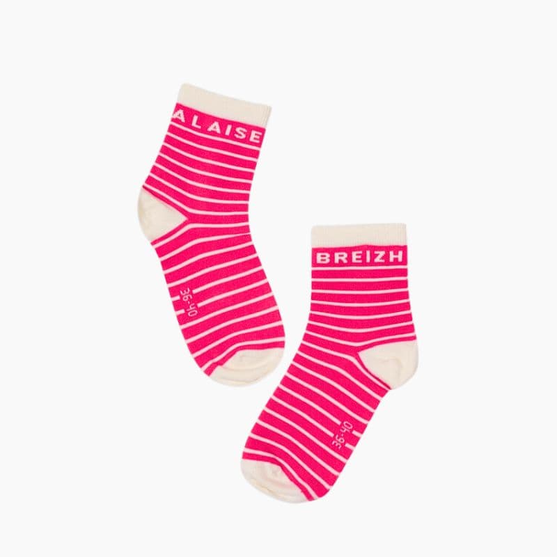 Chaussettes Locronan Framboise Crème