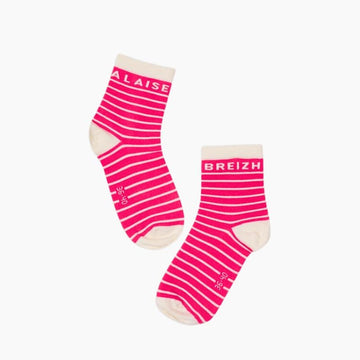 Chaussettes Locronan Framboise Crème