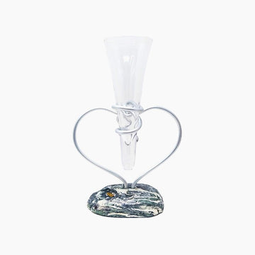 Duo Coeur Verre à Champagne Galet Gris Blanc