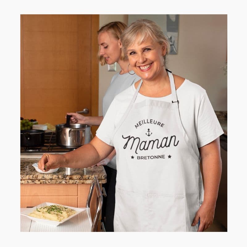 Tablier Meilleure Maman Bretonne blanc